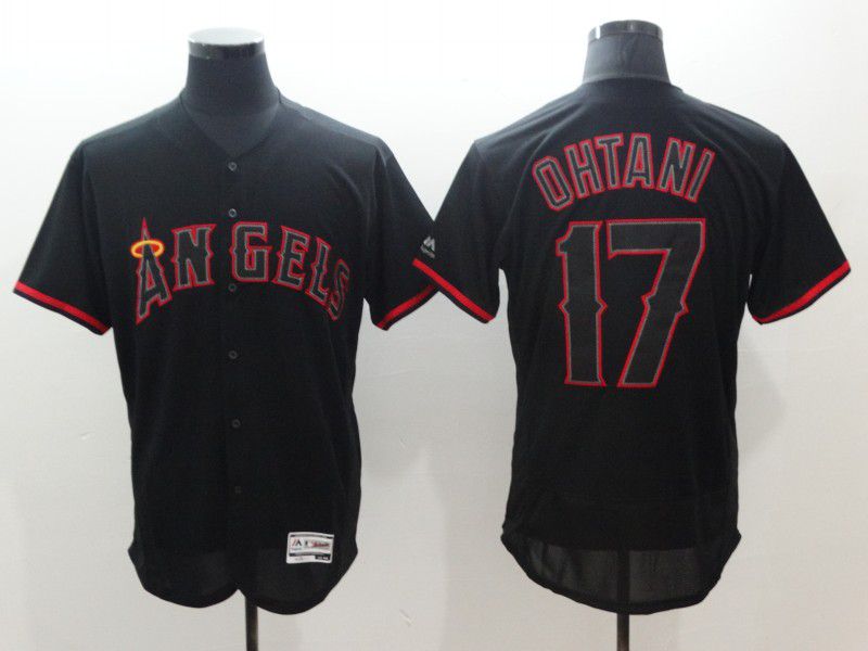 Men Los Angeles Angels 17 Ohtani Black Elite MLB Jerseys